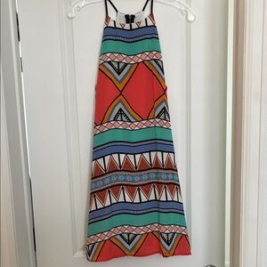 Everly Red and Blue Halter Sundress